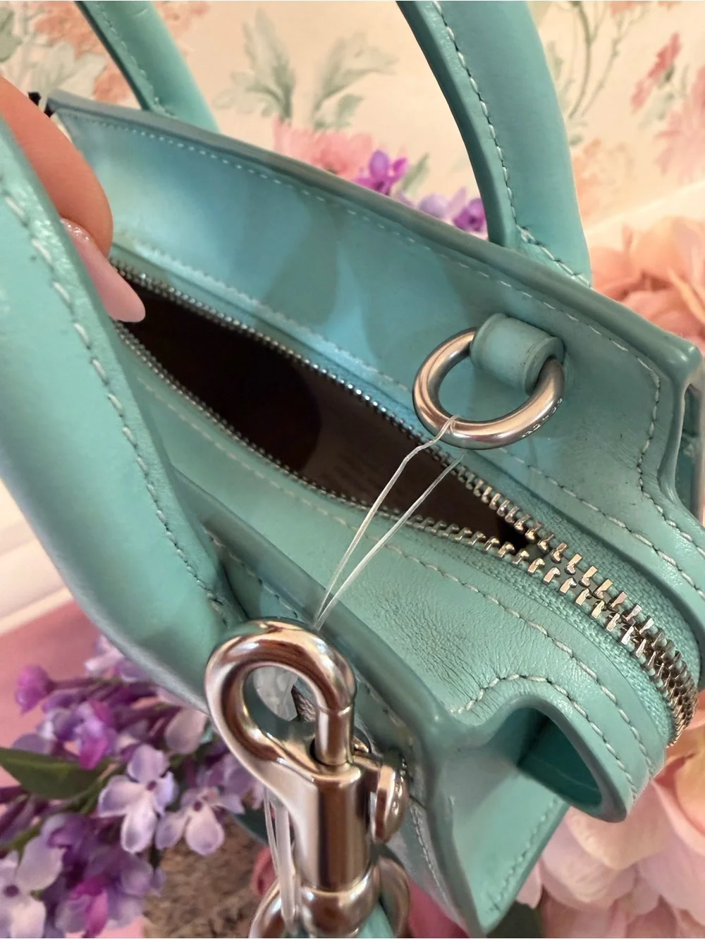 COACH Turquoise Mini Signature Canvas Crossbody Satchel